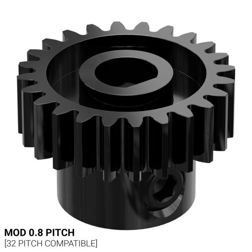 2301 Series Steel MOD 0.8  D-Bore  Set Screw Pinion Gear (6mm D-Bore  24 Tooth)