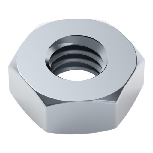 2811 Series Zinc-Plated Steel Hex Nut (M4 x 0.7mm, 7mm Hex) - 25 Pack