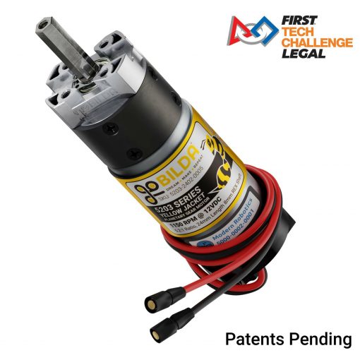 5203 Series Yellow Jacket Planetary Gear Motor (5.2:1 Ratio, 24mm Length 8mm REX Shaft, 1150 RPM, 3.3 - 5V Encoder)
