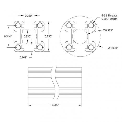 12.00in Open X-Rail