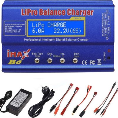 80W 6A Professional Charger for LiPo/Li-Ion/LiFe (1-6S), NiMH/NiCd (1-15S) RC Hobby Charger LED with Power Supply