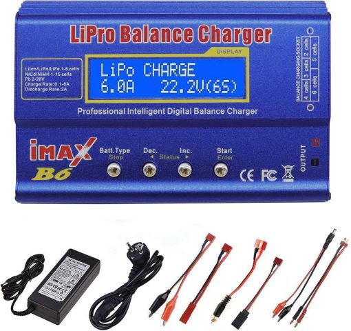 80W 6A Professional Charger for LiPo/Li-Ion/LiFe (1-6S), NiMH/NiCd (1-15S) RC Hobby Charger LED with Power Supply